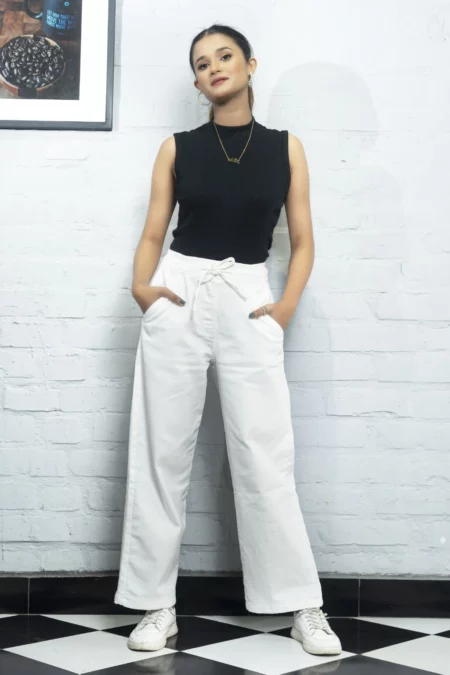 Ash & Ray White Wide Leg Jeans