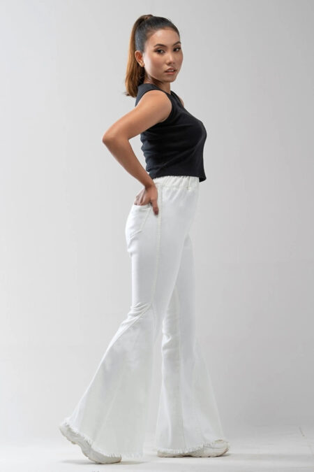 White High Waist Curvy Bell Bottom Jeans